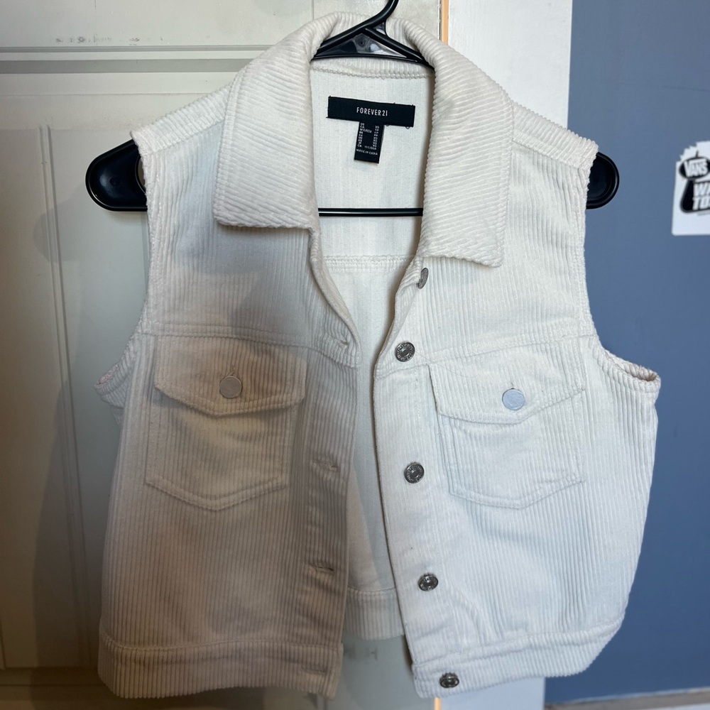 Forever 21 White Corduroy Vest